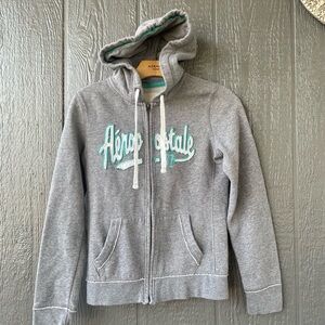 Aeropostale Gray Hoodie with Teal Accents